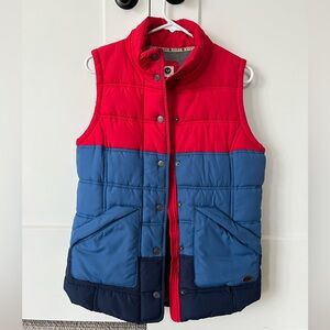 Roxy Retro Red and Blue Puffy Vest - Size Large